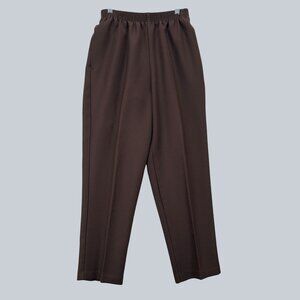 Bon Worth Petite Pull On Elastic Waist Brown Straight Leg Pants Women's Size S P